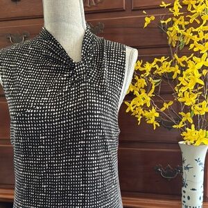 Tory Burch Black and Cream Sleeveless Wool Jersey Dress Size Large